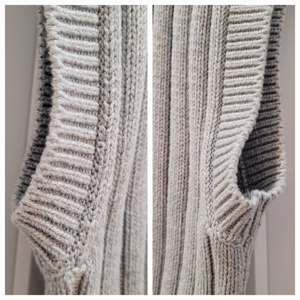 GAP 100% Cotton Dolman Rib V-Neck Sweater Vest, Heather Light Gray - Picture 5 of 14